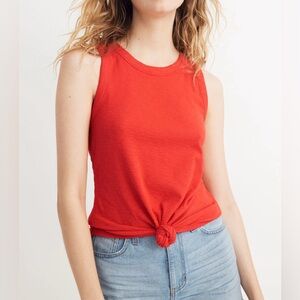 Woman’s Madewell Red Audio Knot Front Tank Top Size S